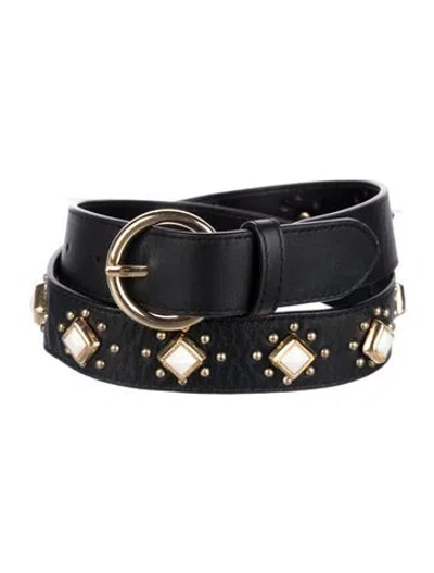 Pre-owned Sandro Wide Leather Waist Belt In Black