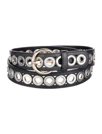 Pre-owned Sandro Wide Leather Waist Belt In Black