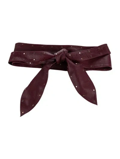 Pre-owned Sandro Wide Leather Waist Belt In Burgundy