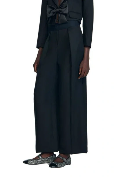 SANDRO SANDRO WIDE-LEG ELASTIC WAIST TROUSERS