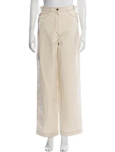 Pre-owned Sandro Wide Leg Pants In Neutrals