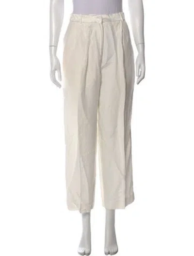 Pre-owned Sandro Wide Leg Pants In White