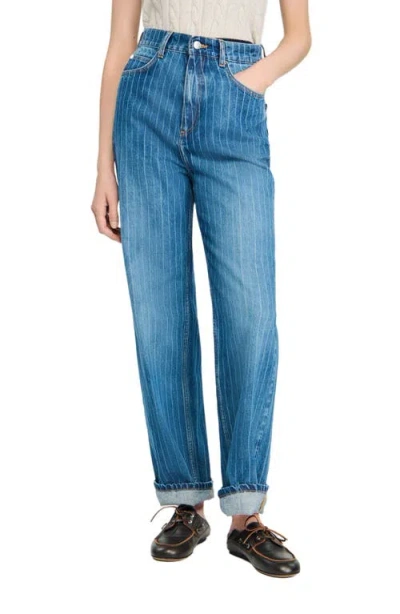 SANDRO SANDRO WIDE-LEG PINSTRIPED JEANS