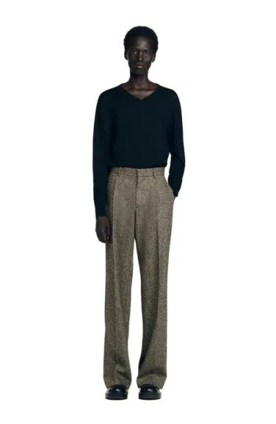 Sandro Wide-leg Suit Trousers In Brown