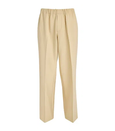 Sandro Wide-leg Tailored Trousers In Beige