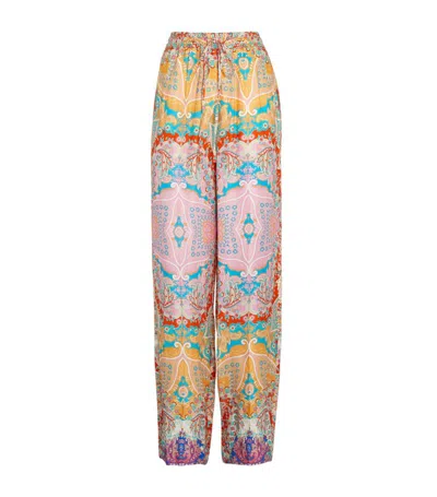 Sandro Hose Mit Weitem Bein Aus Twill Mit Paisley-print In Bunt