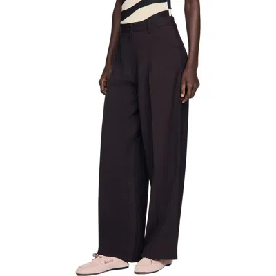 Sandro Wide-leg Trousers In Black