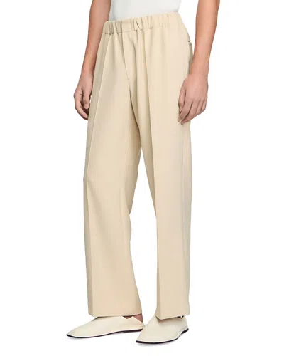 Sandro Wide Leg Trousers In Oats