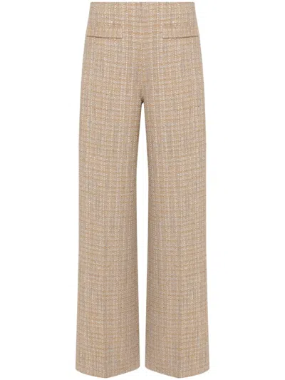 Sandro Wide-leg Tweed Trousers In 中性色