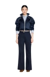 Sandro Wool-blend Flared Trousers In Blue