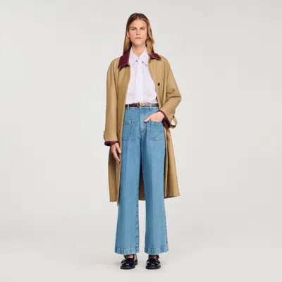 Sandro Wide-leg High-rise Jeans In Blue