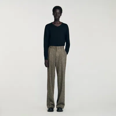 Sandro Wide-leg Suit Trousers In Blue