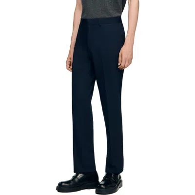 Sandro Wide-leg Suit Trousers In Blue