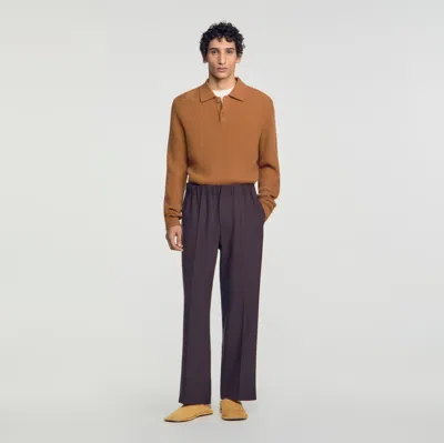 Sandro Wide-leg Trousers In Brown