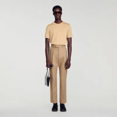 Sandro Wide-leg Wool Suit Trousers In Neutral