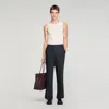 Sandro Wide-leg Wool Trousers With Buckles In Gray