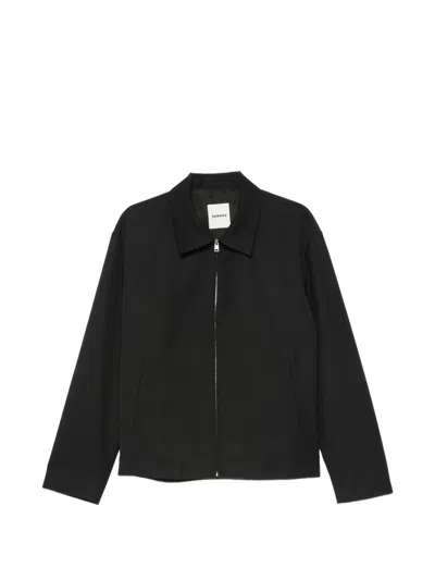 Sandro Wing-collar Zip-up Jacket In Black