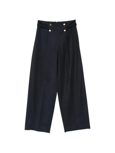 Sandro Winslow Button-embellished Wide-leg Trousers In Black