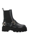 Sandro Woman Ankle Boots Black Size 5 Leather, Elastic Fibres In Black