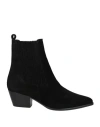 Sandro Suede Cowboy Boots In Black