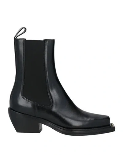 Sandro Woman Ankle Boots Black Size 5.5 Leather, Elastic Fibres