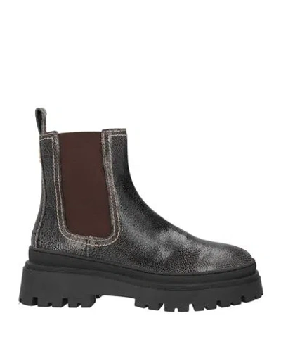 Sandro Woman Ankle Boots Black Size 6.5 Leather, Textile Fibers