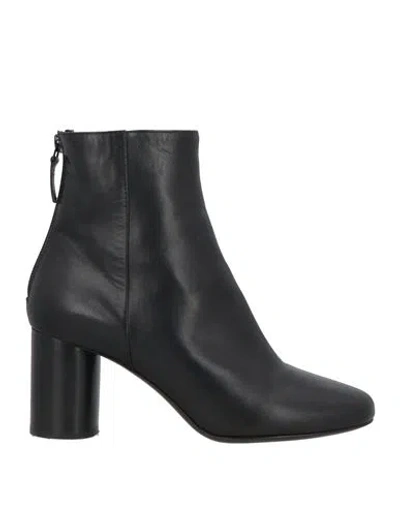 Sandro Woman Ankle Boots Black Size 6.5 Soft Leather In Black