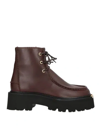 Sandro Woman Ankle Boots Dark Brown Size 5 Leather