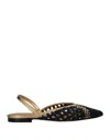 Sandro Melena Woven Leather Slingback Point-toe Flats In Black