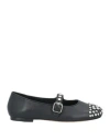 Sandro Woman Ballet Flats Black Size 6.5 Leather In Black
