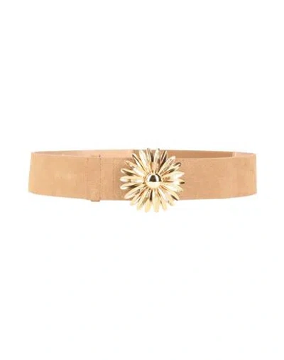 Sandro Woman Belt Beige Size 3 Cowhide, Brass, Polyester, Rubber