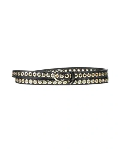 Sandro Woman Belt Dark Brown Size 2 Cowhide, Zamak, Brass In Black