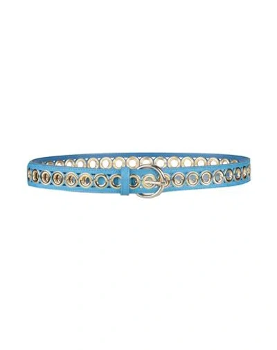 Sandro Woman Belt Blue Size 2 Leather