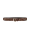 Sandro Woman Belt Dark Brown Size 3 Cowhide, Glass In Brown