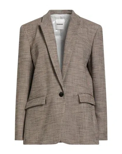 Sandro Woman Blazer Beige Size 8 Viscose, Polyester, Elastane