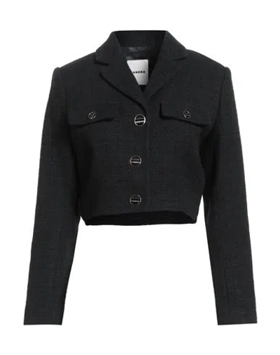 Sandro Woman Blazer Black Size 10 Cotton, Viscose, Acrylic, Polyamide, Polyester