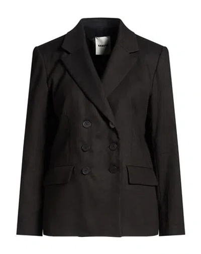 Sandro Woman Blazer Black Size 10 Linen, Cotton, Elastane