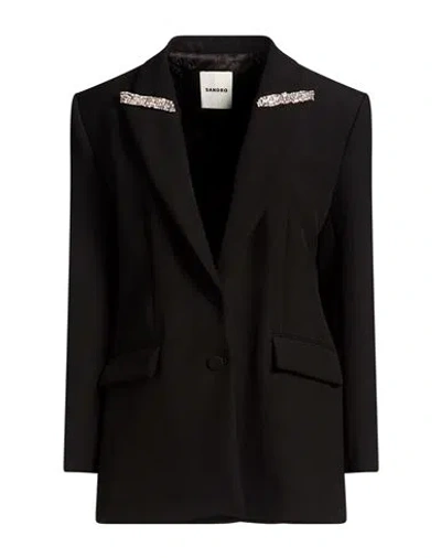 Sandro Woman Blazer Black Size 2 Polyester, Wool
