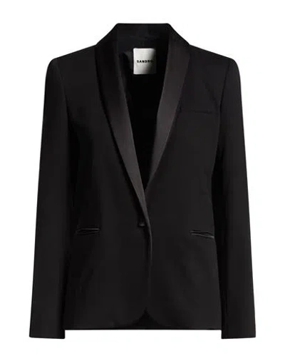 Sandro Woman Blazer Black Size 6 Viscose, Virgin Wool, Elastane