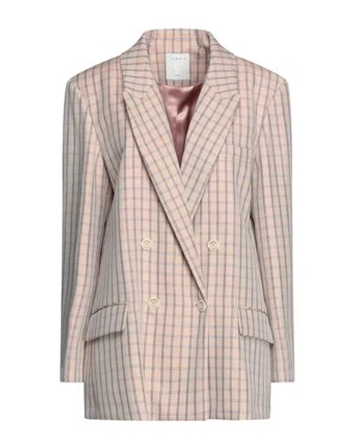 SANDRO SANDRO WOMAN BLAZER BLUSH SIZE 6 VISCOSE, METALLIC FIBER, POLYESTER