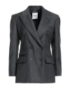 Sandro Woman Blazer Charcoal Size 10 Wool In Gray