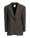 Sandro Woman Blazer Dark Brown Size 10 Polyester, Viscose, Elastane In Brown