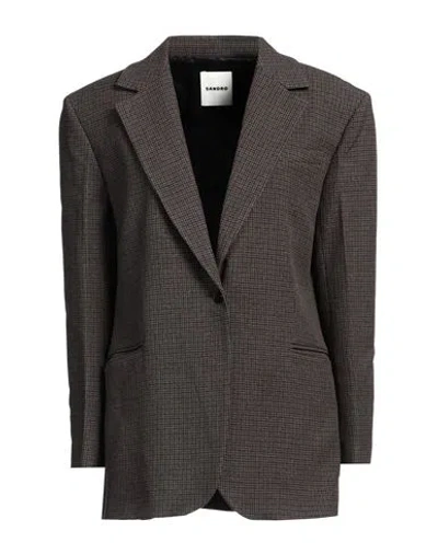 Sandro Woman Blazer Dark Brown Size 10 Polyester, Viscose, Elastane