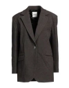 Sandro Woman Blazer Dark Brown Size 10 Polyester, Viscose, Elastane In Brown
