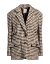 Sandro Woman Blazer Dark Brown Size 8 Polyamide, Acrylic, Cotton, Polyester, Wool In Brown