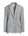 Sandro Woman Blazer Grey Size 10 Viscose In Grey