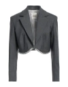 Sandro Woman Blazer Grey Size 10 Wool, Polyester, Elastane In Grey