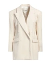 Sandro Double-breasted Twill Blazer In White