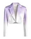 Sandro Woman Blazer Lilac Size 8 Viscose, Linen In Purple