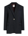 Sandro Woman Blazer Midnight Blue Size 10 Polyester, Wool, Elastane In Blue